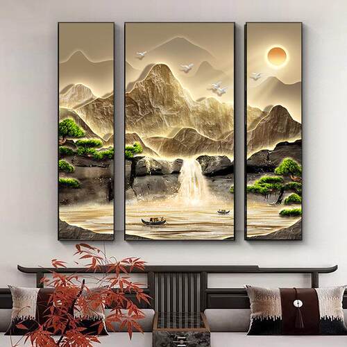 画廊直营中堂画客厅流水生财挂画新中式农村堂屋大气山水装饰画聚