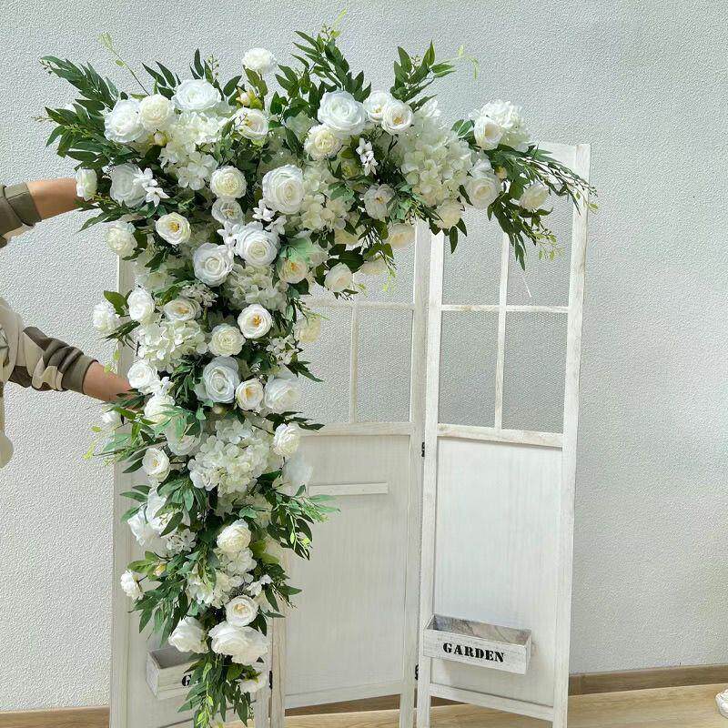 婚庆彷真三角花结婚拱门花背景墙婚庆彷真花长度花展开后的总长