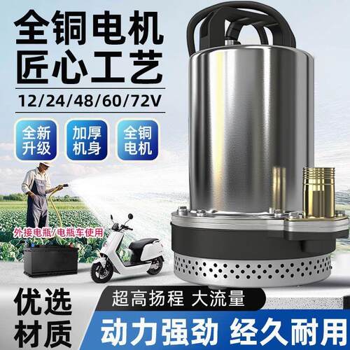 直流潜水泵电动车抽水泵小型家用农用12V48V60V72V伏电动车抽水机