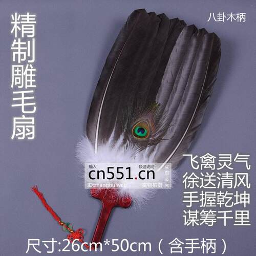 雕毛扇腰诸葛孔明鹰毛扇网红扇子纯手工苍鹰毛工艺扇非遗羽毛扇