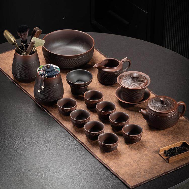 紫陶功夫茶具套组家用泡茶壶茶杯整套轻奢高档礼盒装送礼