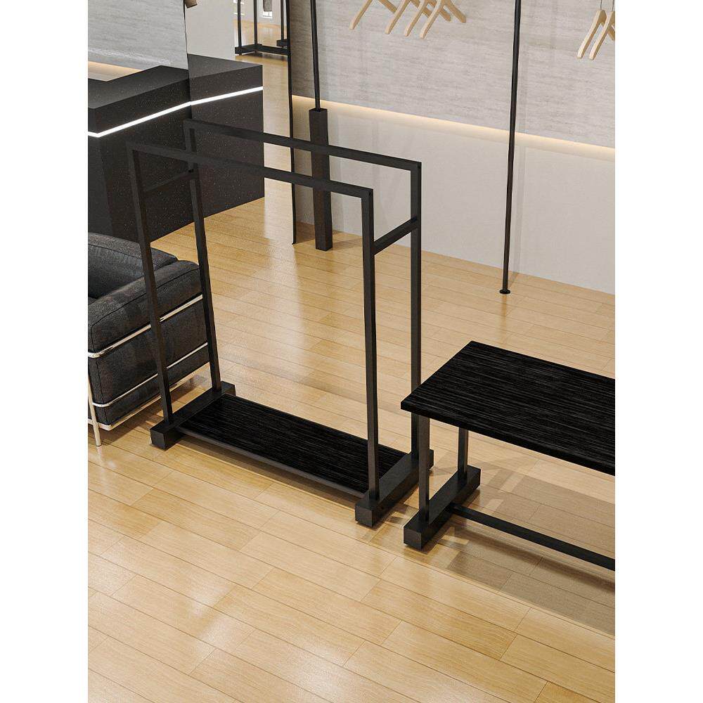 服装店中岛展示架铁艺黑色高端衣服双排挂衣架组合女装店铺流水台