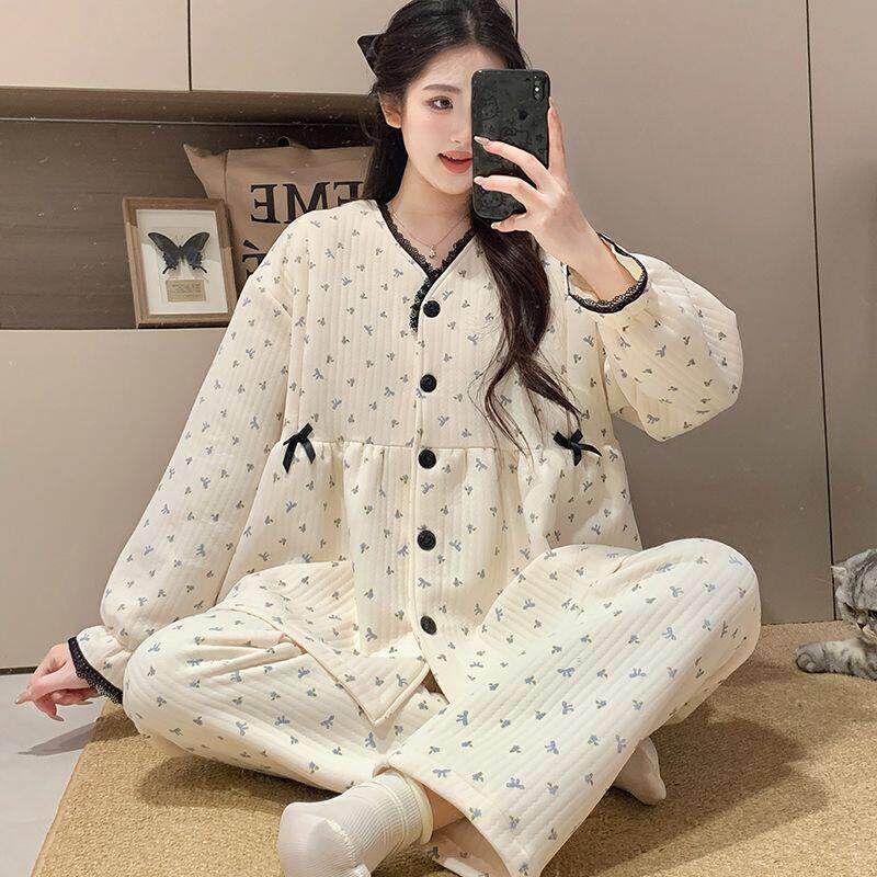 空气棉秋冬季月子服产妇哺乳套装春秋孕妇睡衣女产后家居服可调节
