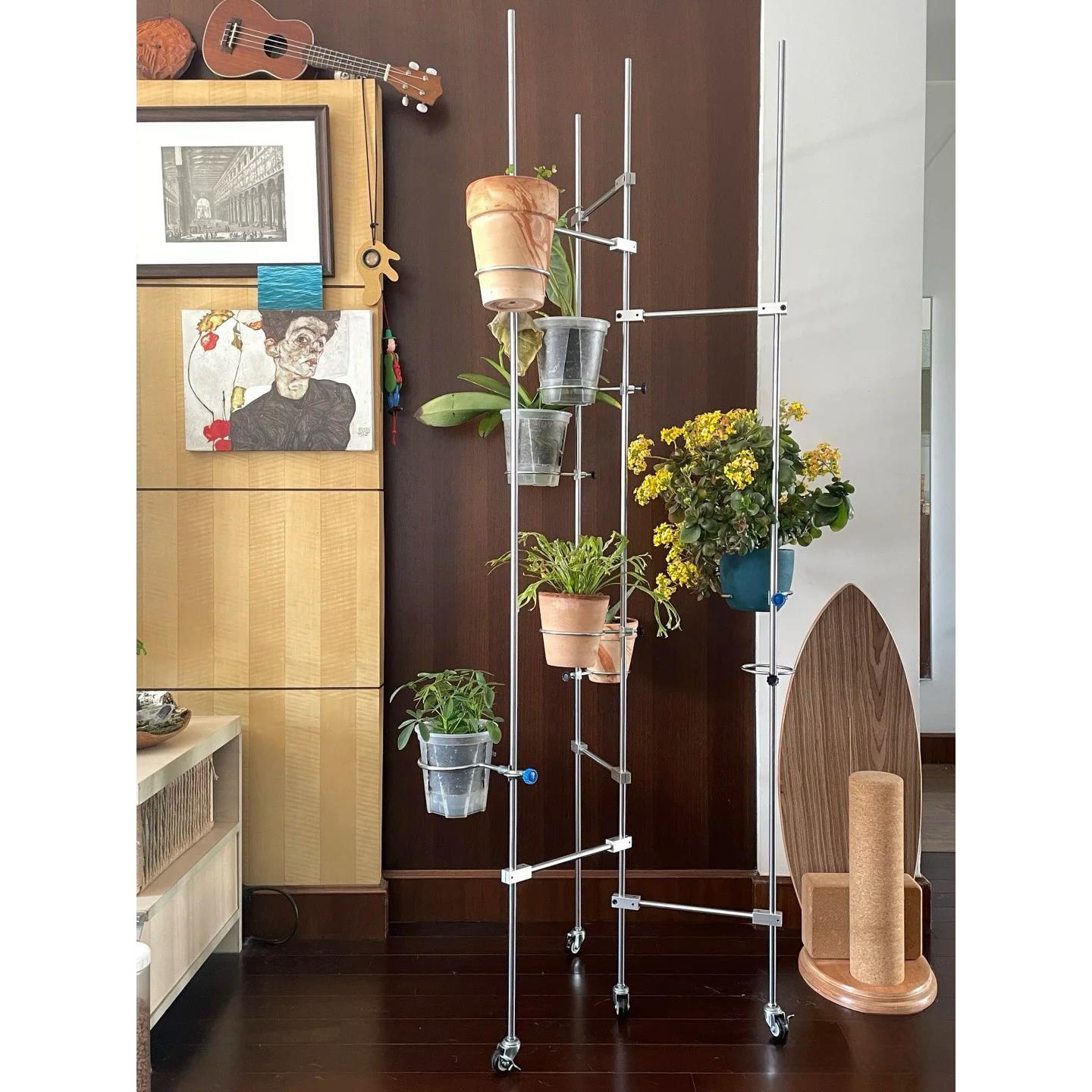 光轴DIY花架存储架客厅落地式移动架定制阳台三角形花架材料配件