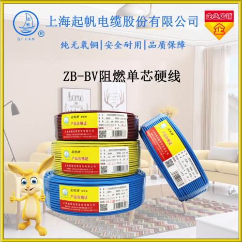 起帆电线阻燃ZB-BV1.5/2.5/4/6平方国标铜芯100米无氧铜家装硬线.