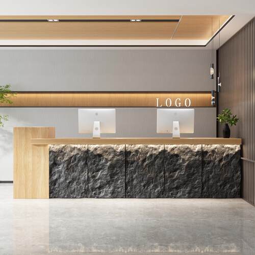 新中式餐厅饭店茶馆收银台公司民宿客栈前台接待台足浴养生馆吧台