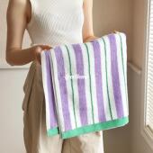 对比条纹型a棉精梳棉毛巾浴巾柔软吸水家用毛巾男女毛巾单