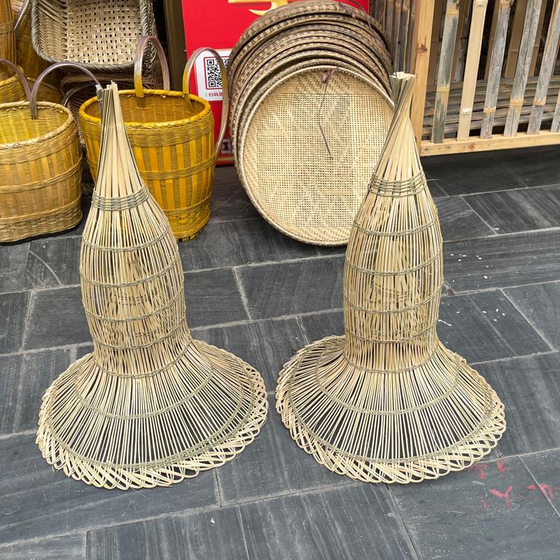 竹编鱼笼鱼篓手工有孔鱼笼泥鳅笼农家乐家居摆件装鱼捕鱼折叠装饰