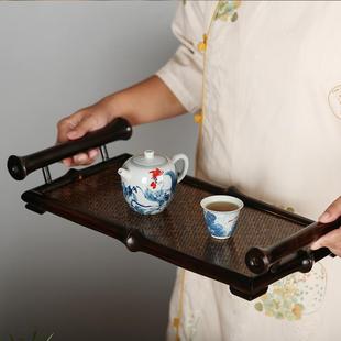 竹柒阁茶盘家用侘寂风托盘竹竹制小茶盘干泡盘茶台奉茶盘茶具收纳