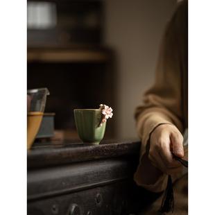 复古手工捏花主人杯单杯家用茶杯陶瓷品茗杯功夫茶具茶盏八角杯