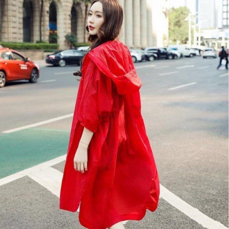 2025a夏季仙女七分袖防晒衣大连帽过膝长款大码薄款洋气风衣网红,户外/登山/野营/旅行用品,防晒衣,淘宝优惠券,粉丝福利购,淘宝优惠卷