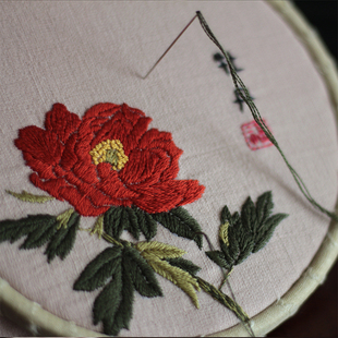 国色牡丹 刺绣手帕dipy材料包国风女士吸汗手绢方巾男友情人节礼