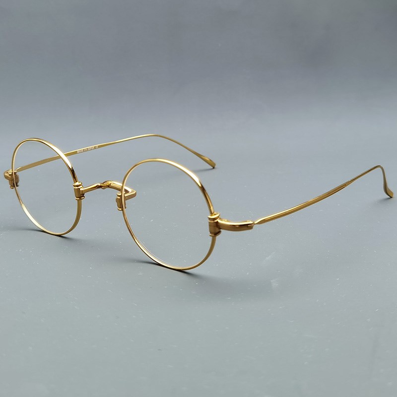 本万年龟纯钛眼镜框男q手工金子圆形近视架女复古一山鼻托超轻老