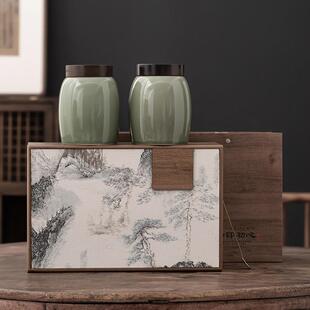 高端中国覆古茶包装盒空盒陶瓷罐礼盒红茶绿茶白茶单、双罐定制