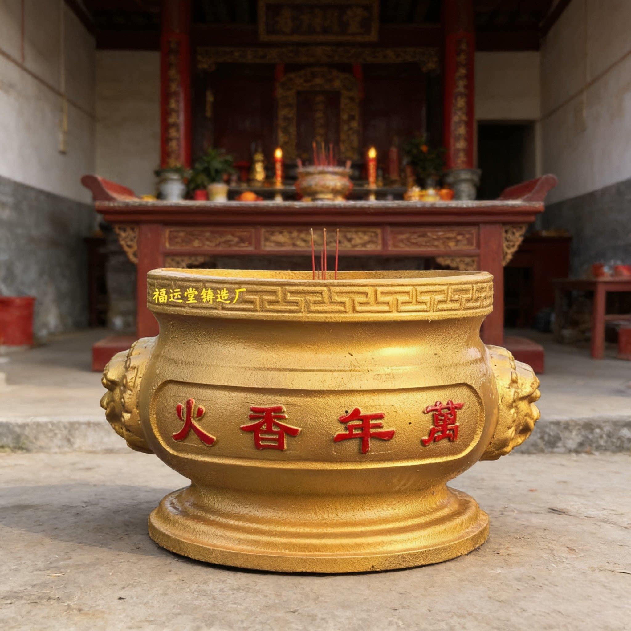 铸铁大香炉生铁铸造特大号寺庙道观插香供奉祠堂社庙烧纸祭祀圆形