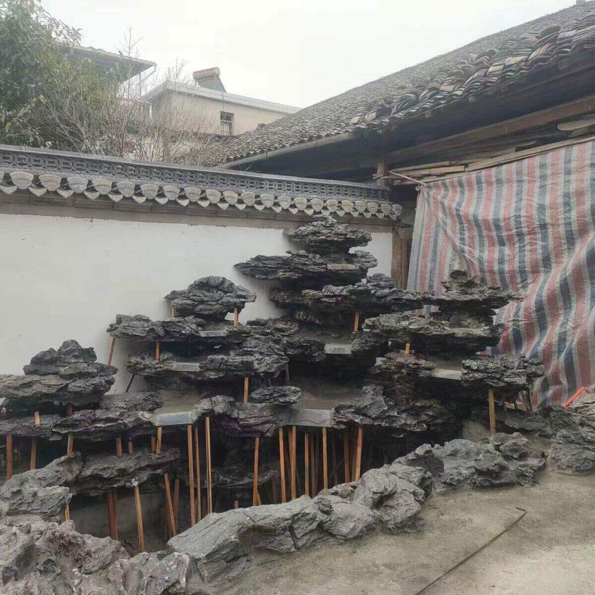 大型花园庭院造景石头上门做鱼缸鱼池景观假山阳台室外装饰
