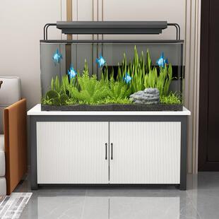 鱼缸柜铁艺超强承重鱼缸架家用置物柜鱼缸底座底柜带门水族箱底架