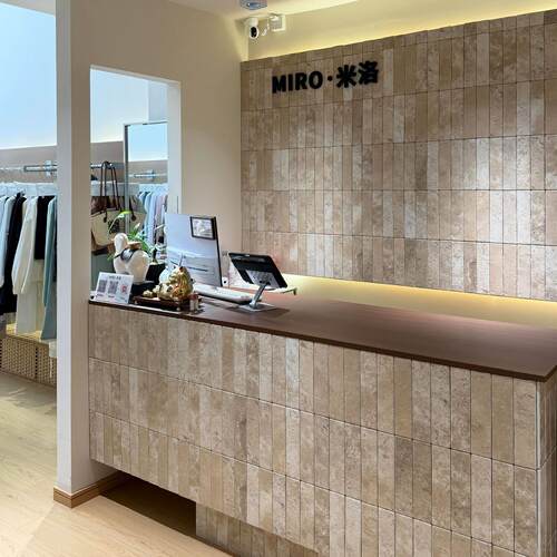 莱姆石收银柜台服装店吧台女装店烤漆中岛柜展示柜柜台前台接待台