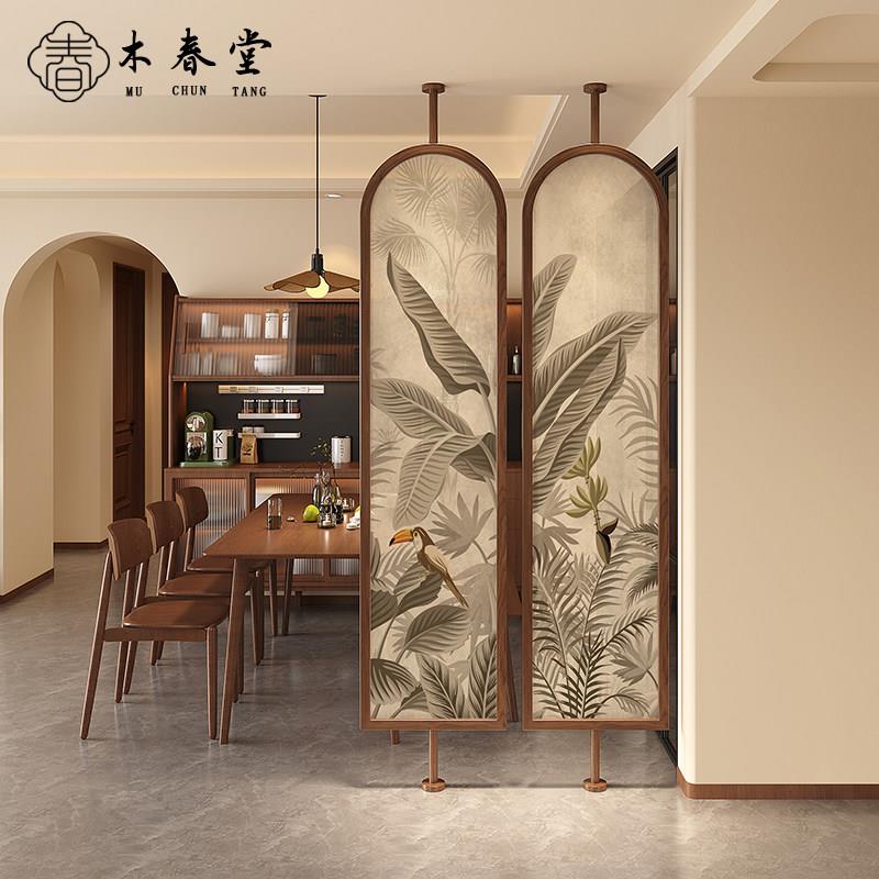 法式中古餐厅隔断屏风入户玄关遮挡客厅穿堂风实木可旋转家用进门