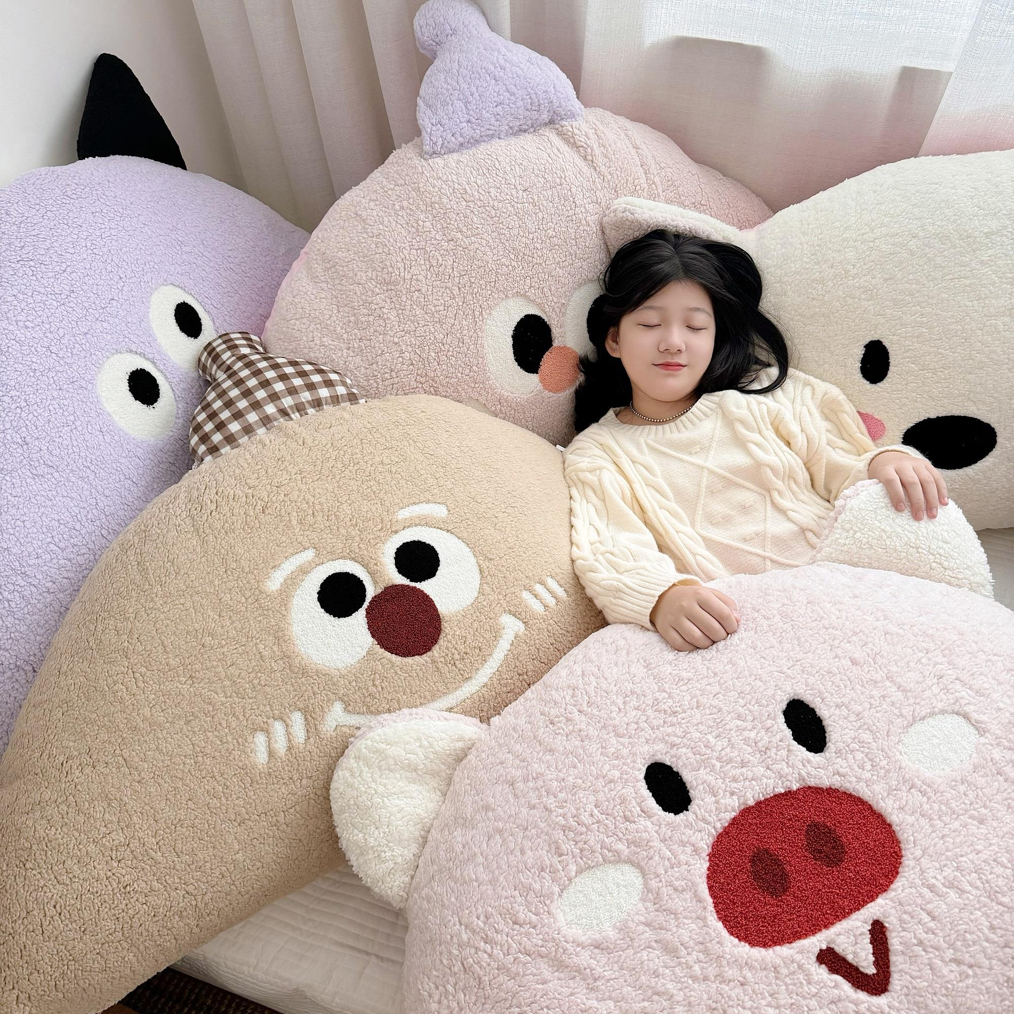ins儿童房羊羔绒软绵绵大眼睛床头大靠背飘窗抱枕靠垫靠枕可拆洗