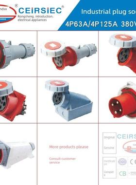 Ceirsiec三相四极防水插头及插座3P+E 4芯63A航空插头Rs0342/Rs23
