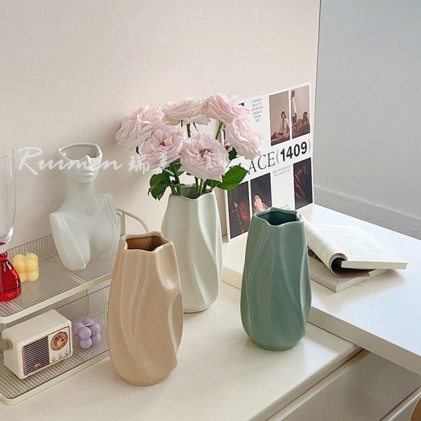 网红简约奶油风陶瓷花瓶摆件居家客厅餐桌水养鲜花装饰插花高级感,家居饰品,花瓶,淘宝优惠券,粉丝福利购,淘宝优惠卷