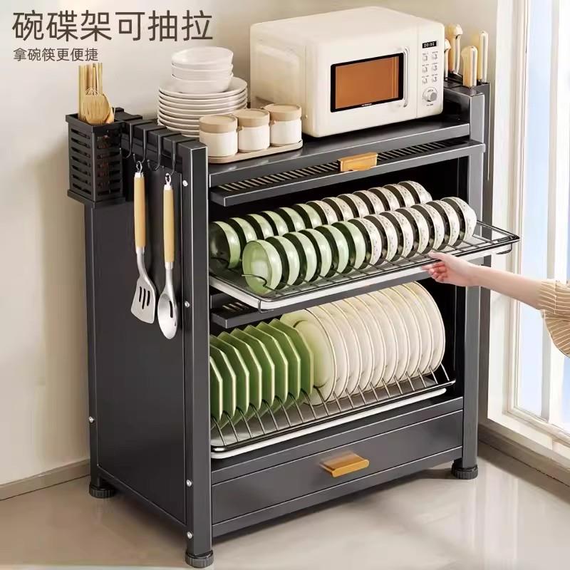 厨房碗碟收纳架台面收纳密封家用多功能沥水碗柜放碗盘碗筷置物架