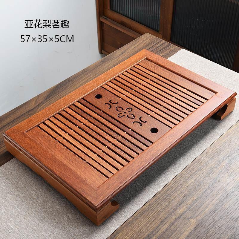 花梨木茶盘家用抽屉式实木茶台大中小号茶托盘排水式茶海功夫茶具