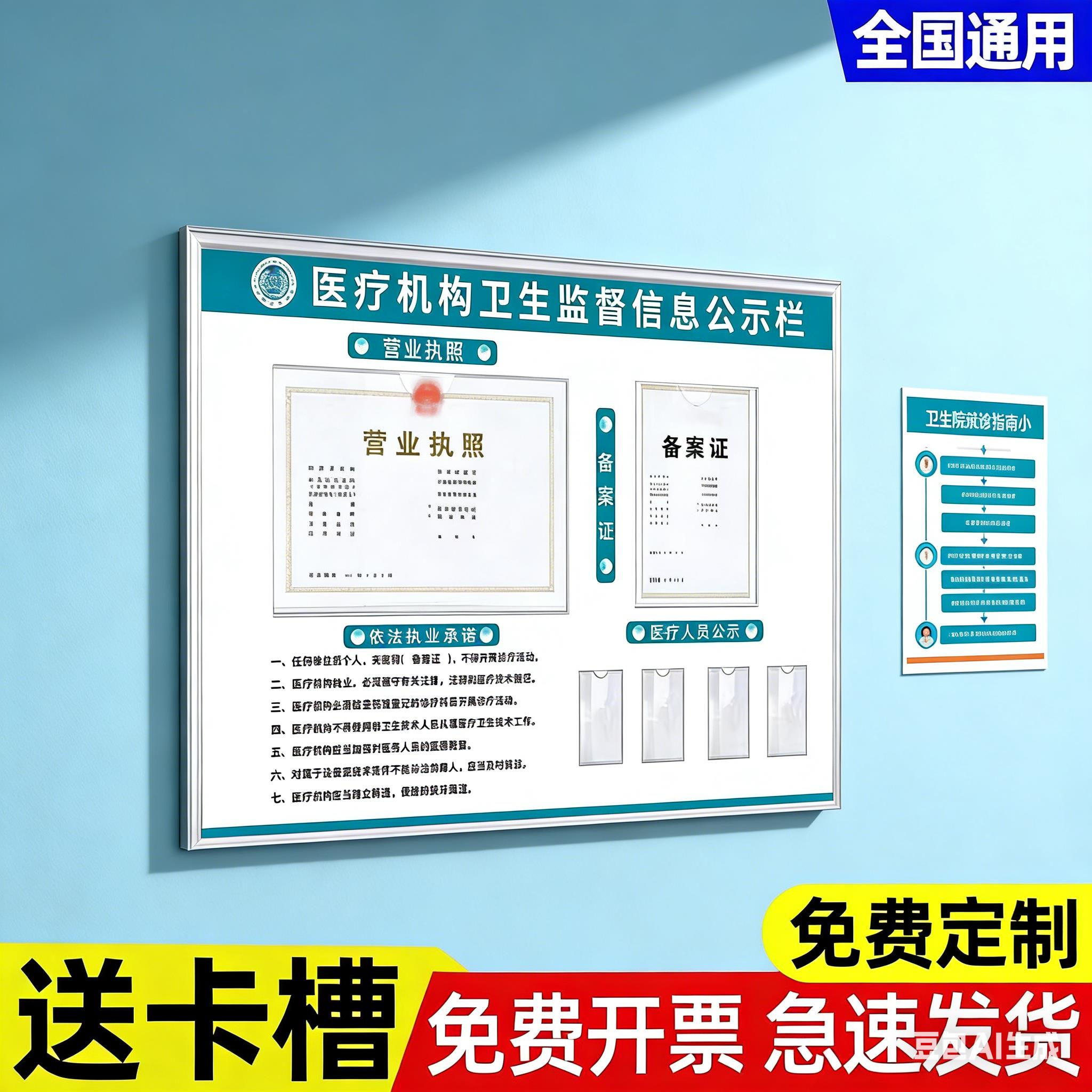 医疗机构卫生监督信息公示栏定制执业许可证框口腔医院诊所公示牌