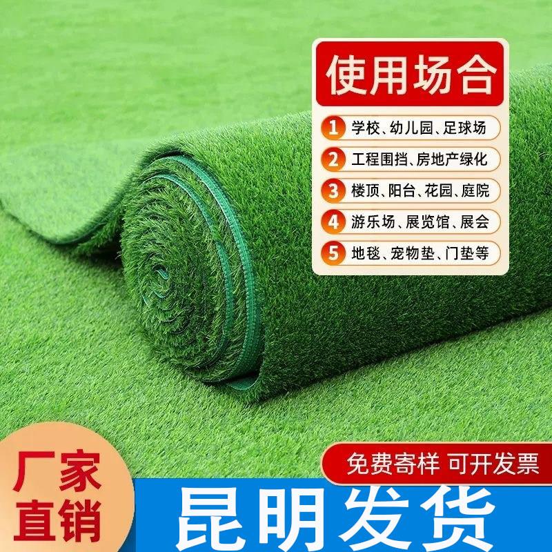 昆明速发幼儿园彷真草坪地毯加厚塑料人工草皮绿色围挡垫超值绿垫