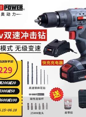 尼奥动力电钻冲击钻20V快充双速工业级锂电充式电钻电动工具CD1