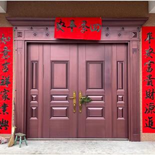 古中式别墅大门双门农村自建房大门铜门铸铝防盗门四开对开门