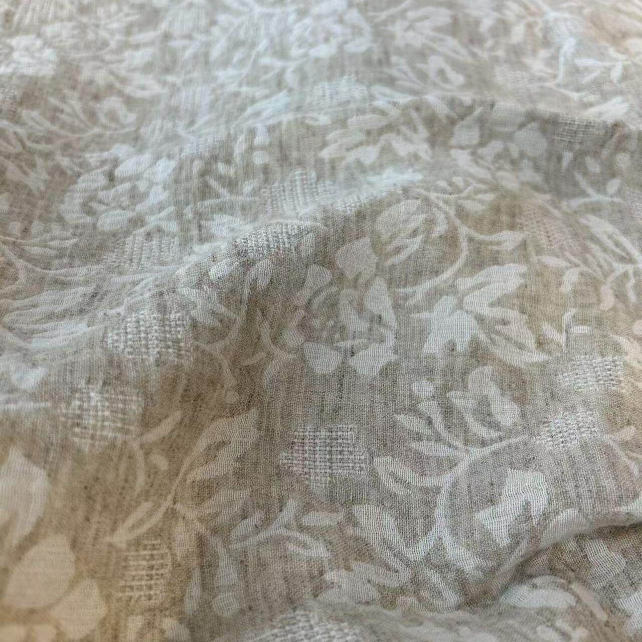 双面亚麻大提花麻本色双面袍子裙子上衣裤子秋冬面料布料41012