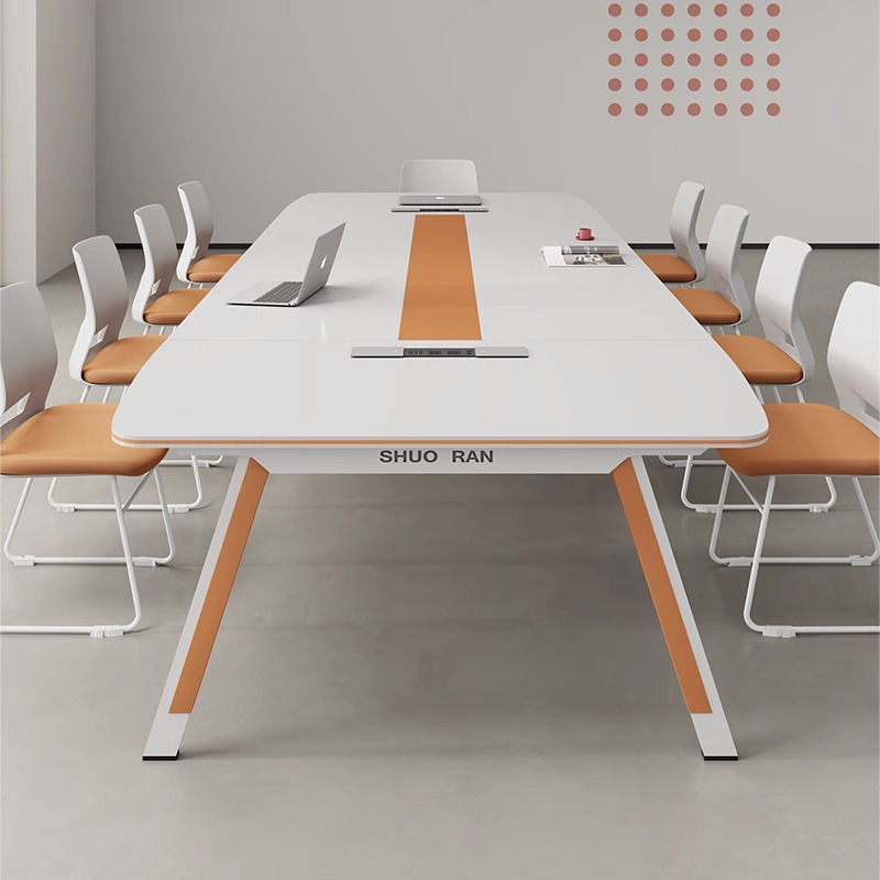 会议桌长桌会议室桌椅组合现代简约办公长条会议桌轻奢高级感智能