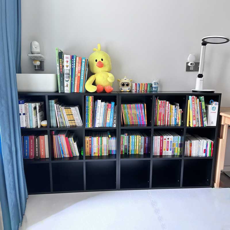 8V格子柜书架落地置物架矮柜书柜家用储物柜一体靠墙方格柜展示柜