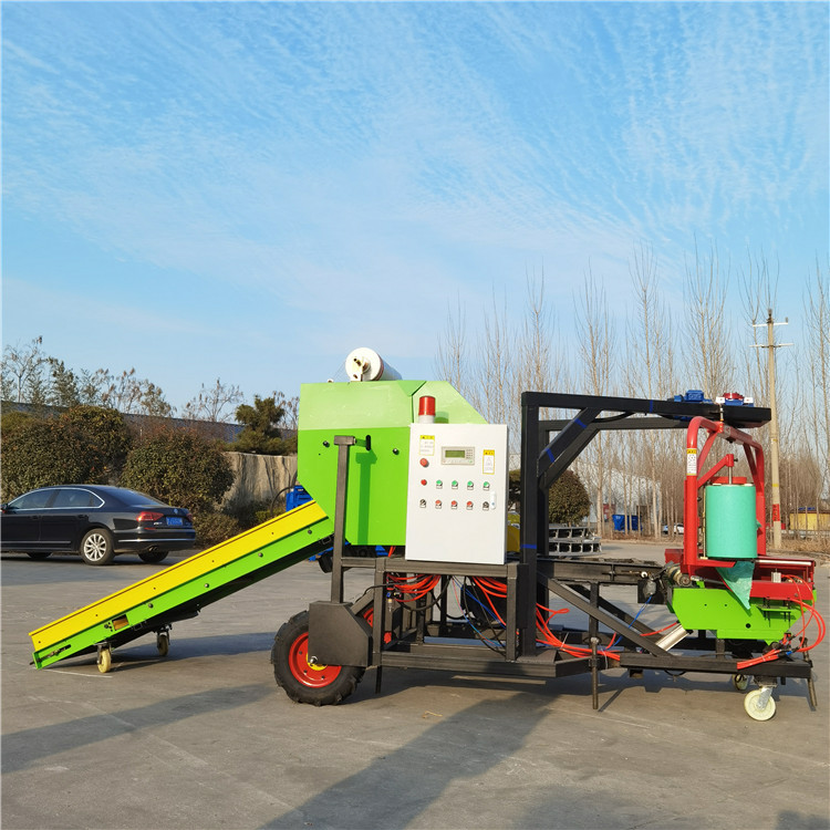 大草捆包膜机 发酵鲜秸秆干秸秆打包机 双包膜产量高