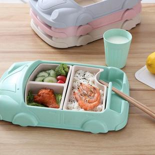 宝宝餐盘 创意竹纤维儿童餐盘食品级卡通辅食盘幼儿园分格餐具套装