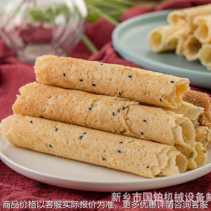 休闲副食加工设备 鸡蛋卷机器饼干生产线蛋酥卷制作技术