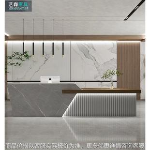 简约现代仿大理石纹烤漆收银台吧台柜台桌酒店公司前台接待台
