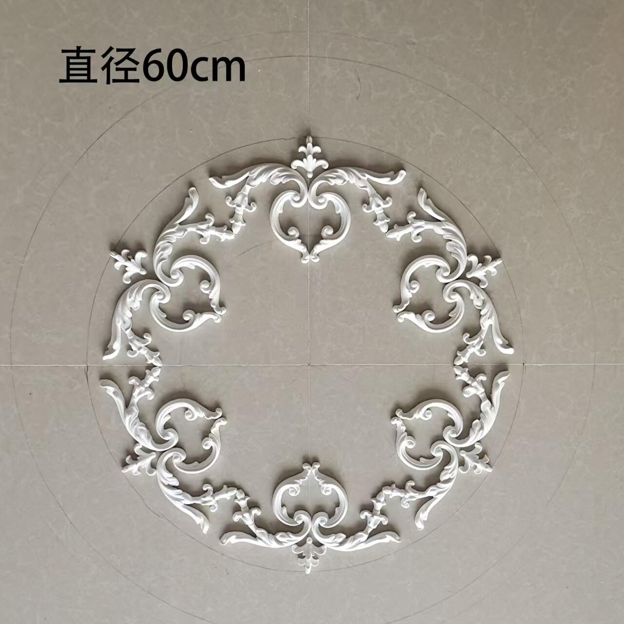 欧式悬吊式天花板石膏线拼花灯盘雕花装饰Grg造型石膏线圆盘客厅