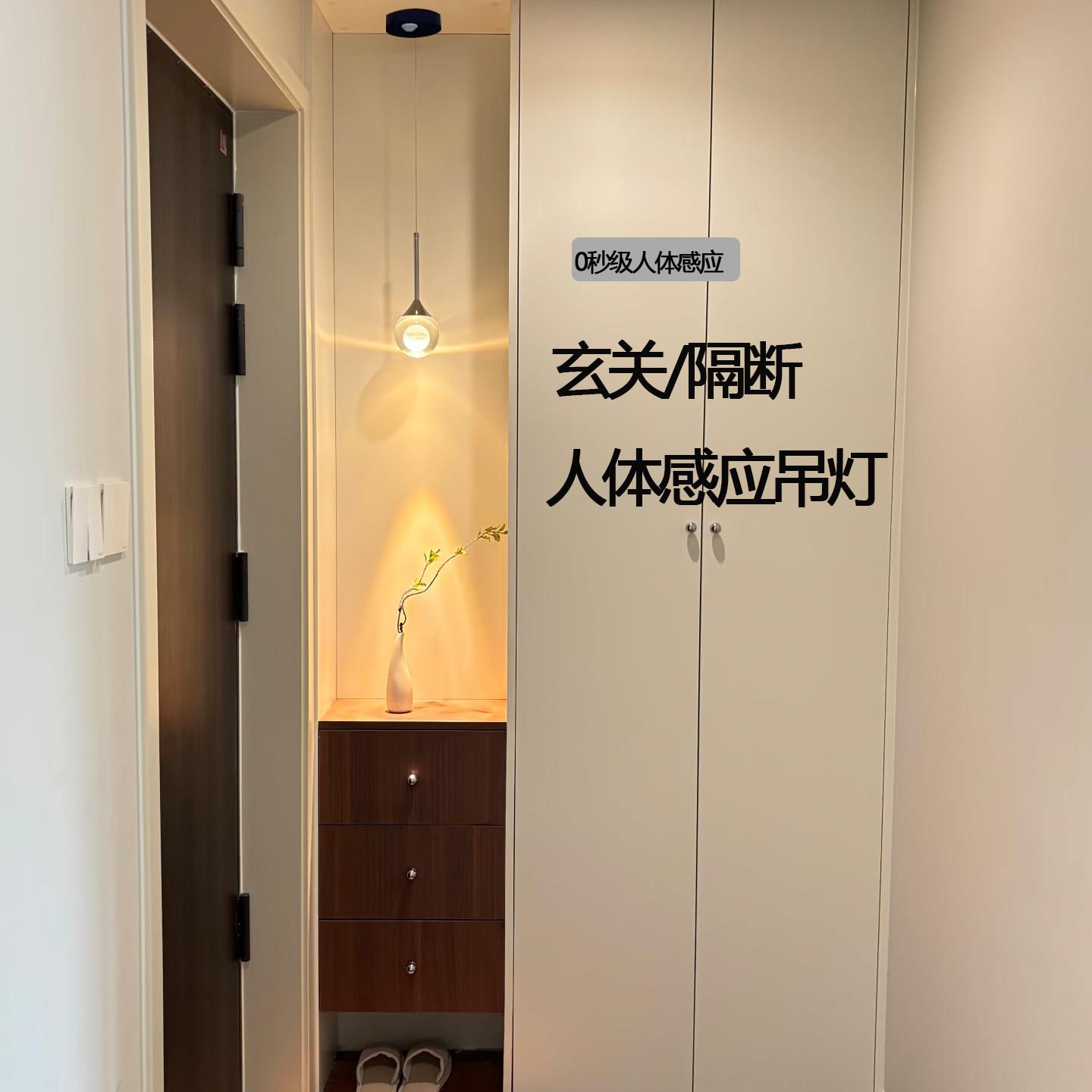 人体感应小吊灯智能高级感玄关过道走廊轻奢水晶氛围灯人来即亮