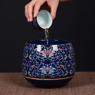 水盂建水茶水缸废水桶 大号陶瓷茶洗家用茶渣缸 功夫茶道配件杯洗