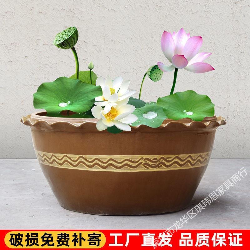 水缸陶瓷养荷花缸乌龟缸睡莲碗莲老式装水大号缸庭院阳台户外造景