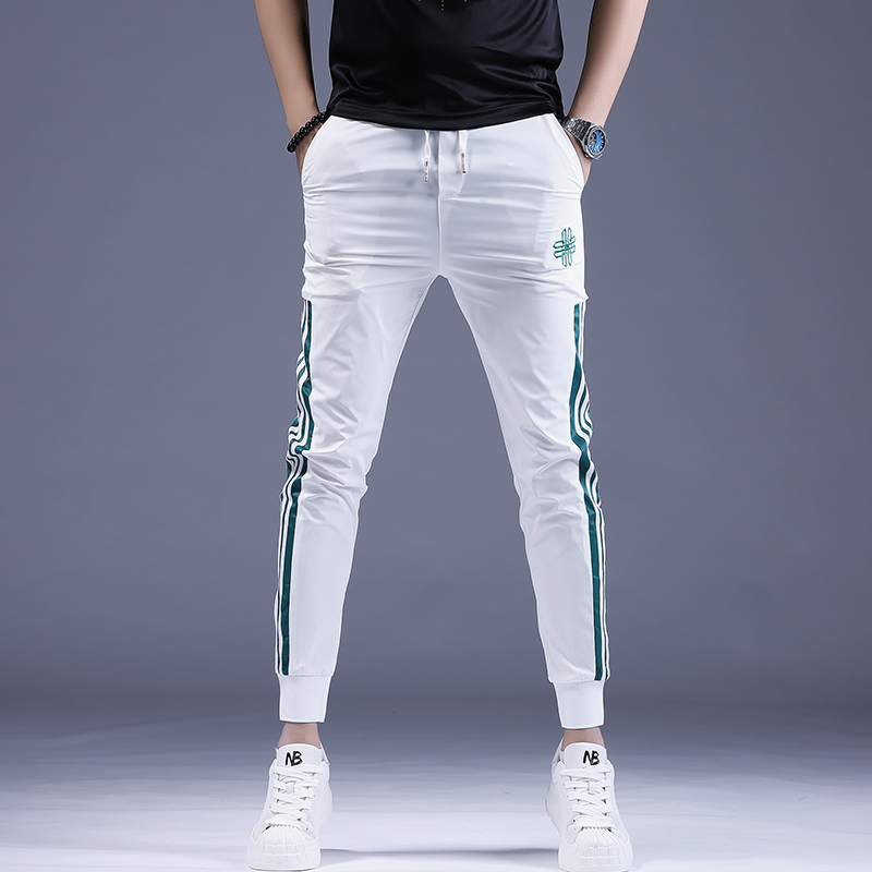 潮牌男士休闲裤高级感冰丝裤子潮流运动裤九分裤男裤男装速干裤