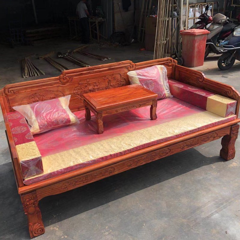 罗汉床菠萝格木中式家具客厅沙发小户型床垫组合三件套民宿禅意榻