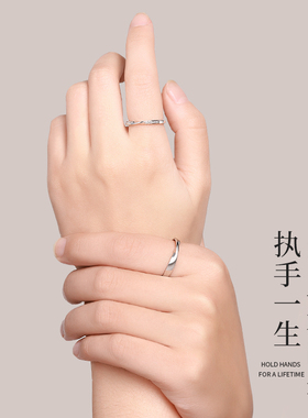 纯银情侣戒指一对男女莫比乌斯环小众设计情侣款对戒时尚个性指环