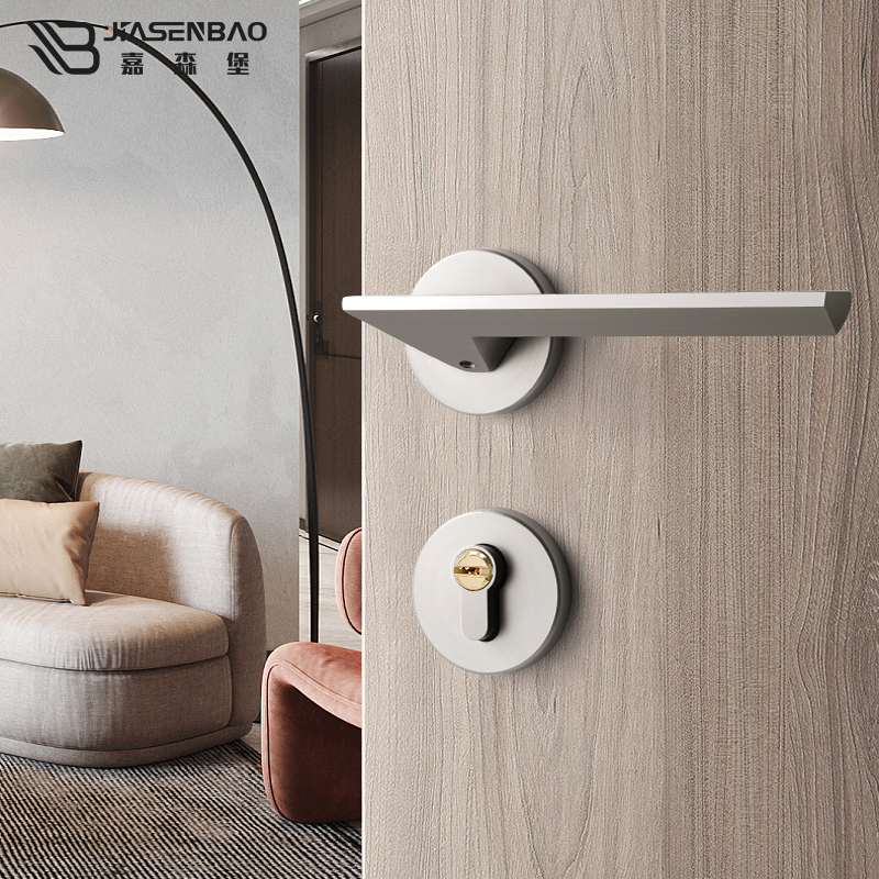 嘉森堡房门锁间家用木门锁室内卧室静音镍拉丝分体锁磁吸门把手