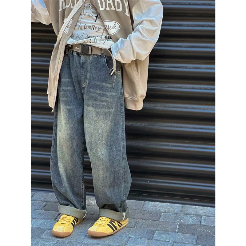 170大童 水洗软牛仔 儿童直筒牛仔裤 男童女童阔腿裤 春秋款童装