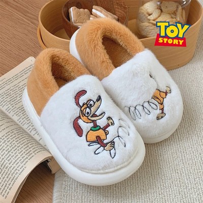 亲子毛绒绒鞋男童时尚卡通玩具总动员弹簧狗女宝宝保暖儿童棉拖鞋