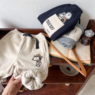 儿童宽松加厚束脚 z子女童加厚运动裤 2024春秋休闲加绒长裤 宝宝裤